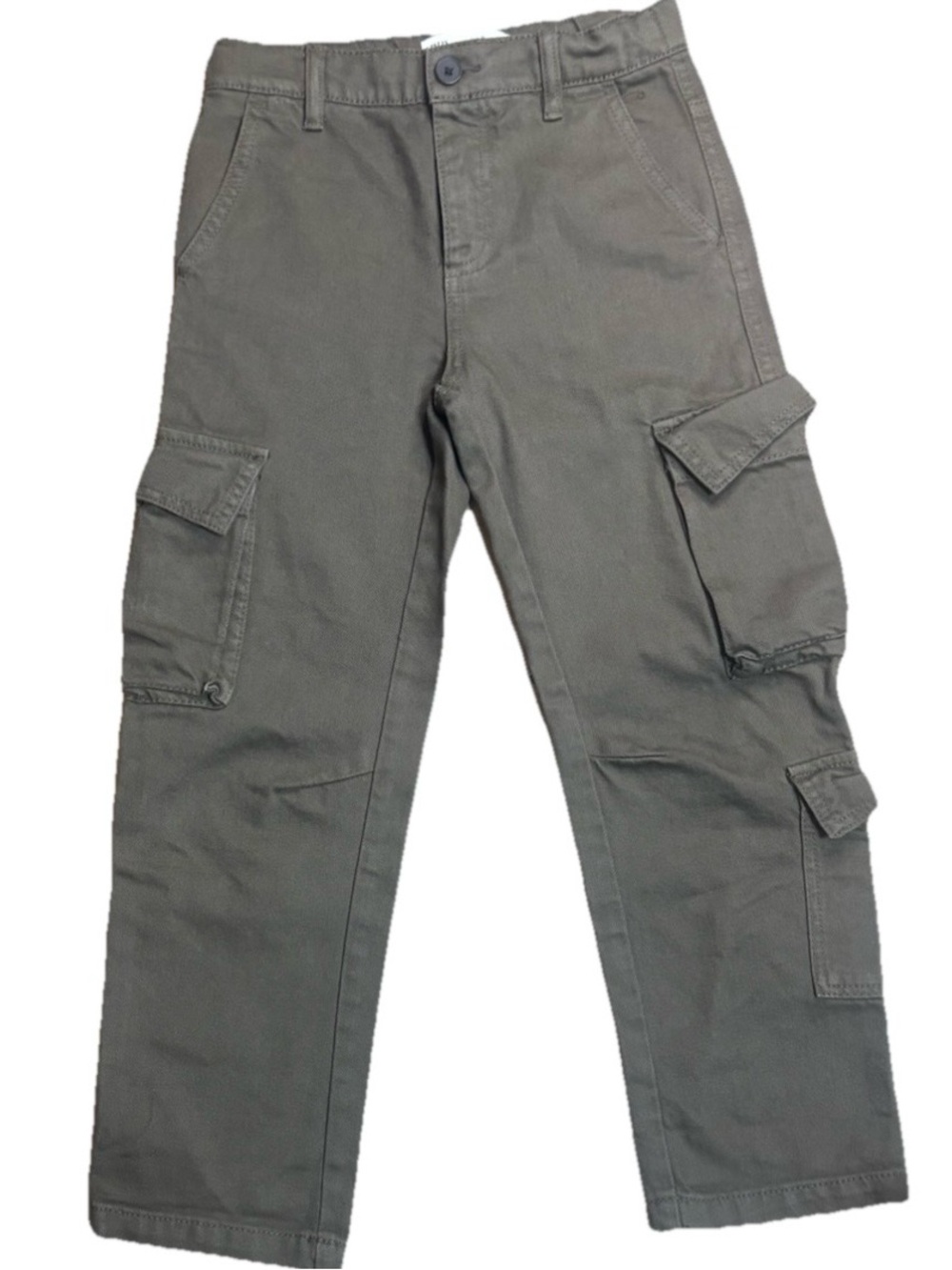 Zara Boys Cargo Pants Size 8 Olive Green Cotton Twill Utility Pocketed Adventure